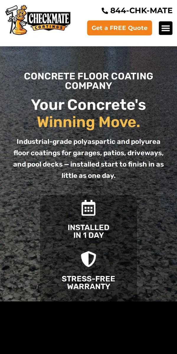 Checkmate Coatings website on a phone