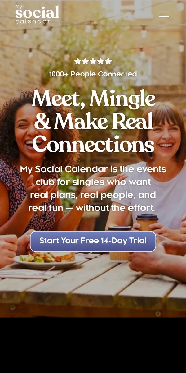 My Social Calendar website on a phone